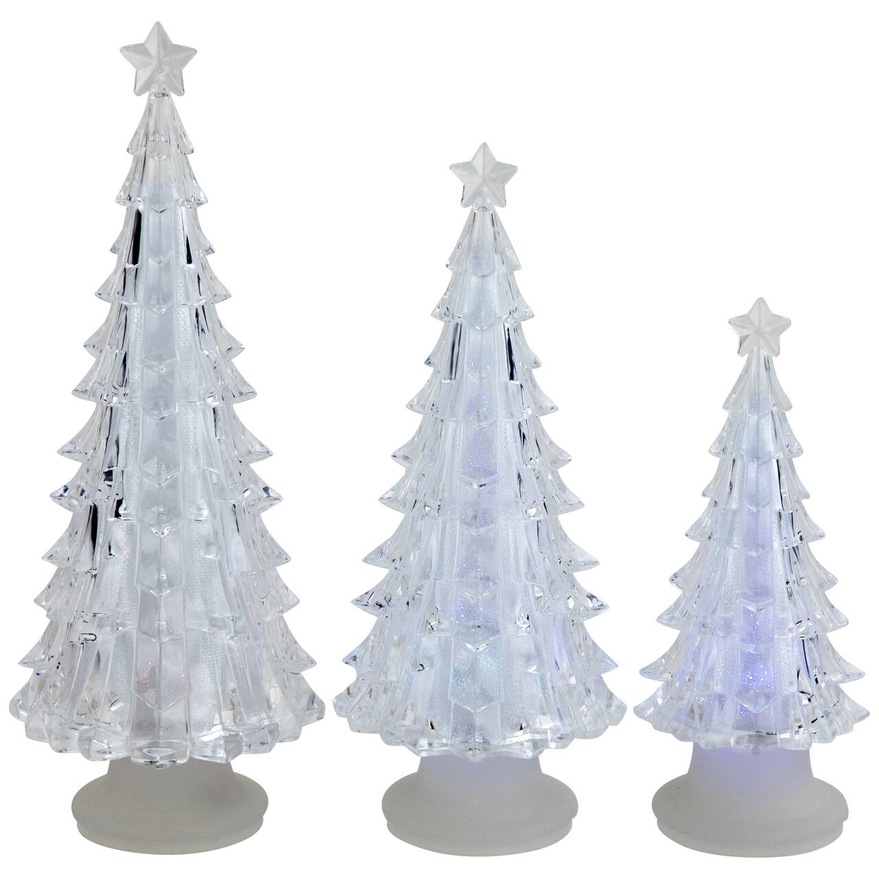 Color Changing Acrylic LED Lighted Christmas Tree Decorations, Set of 3
